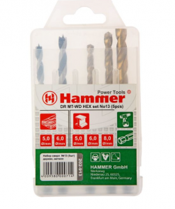 Набор сверел HAMMER 202-913 DR set No13 HEX (5pcs) 5-8mm металл/дерево 5шт.
