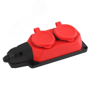 Колодка каучуковая с/з 2 гнезда 16A IP44 красная 