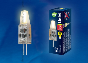 Лампа светодиодная LED-JC-12/1,5W/WW/G4/CL SIZ05TR  с силик. покрытием. Цвет теплый белый