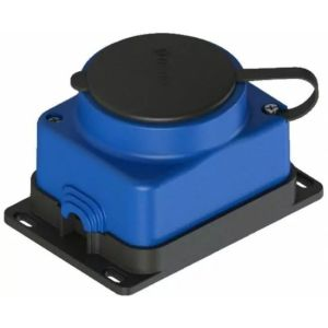 Розетка прямая ОУ 1гн. с загл. каучук 2Р+РЕ 1х16А 220-240V IP44 Синий 4603 855037, NE-AD 