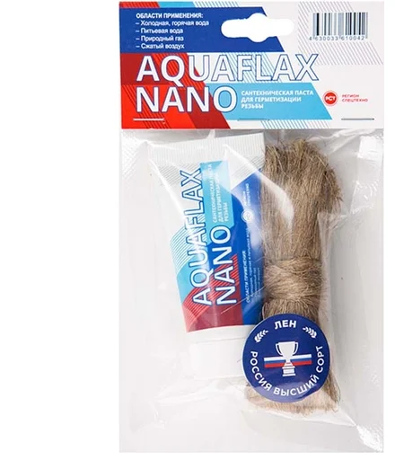 Уплотнительный комплект: Паста + лен (30 гр./15 гр) Aquaflax nano