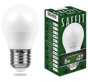 Лампа светодиодная  шар 5Вт Е14 4000К 400Lm матовый SAFFIT мини SBG4505 FERON