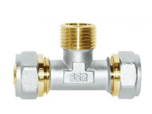 Тройник 16*3/4"*16 МП никель SER МТ-247