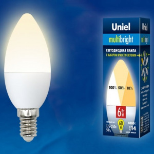 Лампа светодиодная LED-C37-6W/WW/E14/FR/MB PLM11WH Свеча матовая Теплый белый свет 4000К Multibright