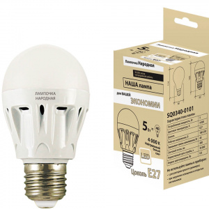 Лампа светодиодная НЛ-LED-A60 5 Вт-4000 К-Е27 (60х105)  SQ0340-0101 Народная