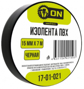 Изолента ПВХ 15мм х 7м черная, индивид. упаковка, ON 