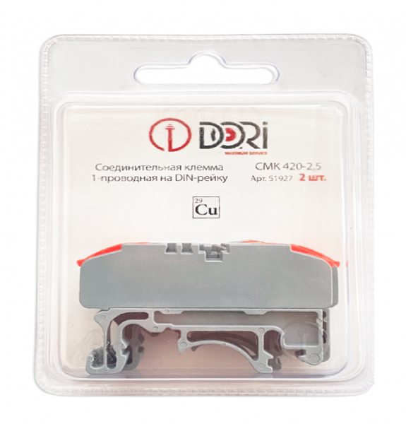 Соединительная клемма Dori на дин рейку (CMK 420-4) проходная (0,2-4mm2),32А оранжевый 2 шт 52177