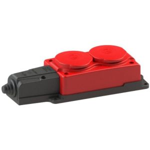 Колодка ОУ двойная 2гн. с загл. каучук 2P+PE 1x16A 220-240V IP54 красный 4122 (Турция) 819629, NE-AD