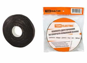 Изолента х/б 19мм*7м двусторонняя TDM (100гр) SQ0526-0501