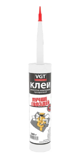 Клей ремонтно-монтажный прозрачный 0,28 кг VGT  картридж 05593 03022028