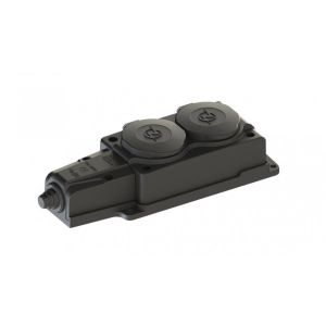 Колодка ОУ двойная 2гн. с загл. каучук 2P+PE 1x16A 220-240V IP54 черн. 4102 696178, NE-AD (Турция)