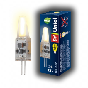 Лампа светодиодная LED-JC-12/2W/WW/G4/CL SIZ05TR с силиконовым покрытием. Цвет теплый белый