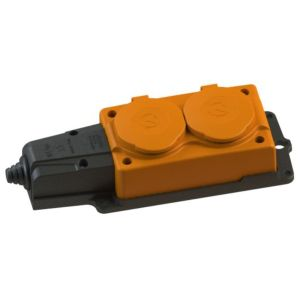Колодка ОУ двойная 2гн. с загл. каучук 2P+PE 1x16A 220-240V IP54 оранж 4112 (Турция) 810025, NE-AD 