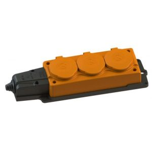 Колодка ОУ тройная 3гн. с загл. каучук 2P+PE 1x16A 220-240V IP54 оранж 4113 810026, NE-AD  (Турция)