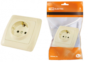 Розетка 2П+З 16А 250В сл. кость Онега TDM  SQ1805-0045