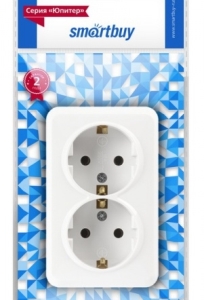Розетка "Юпитер" ОП 2-мест. 16А с зазем. белый  (SBE-03w-16-S2-Z)