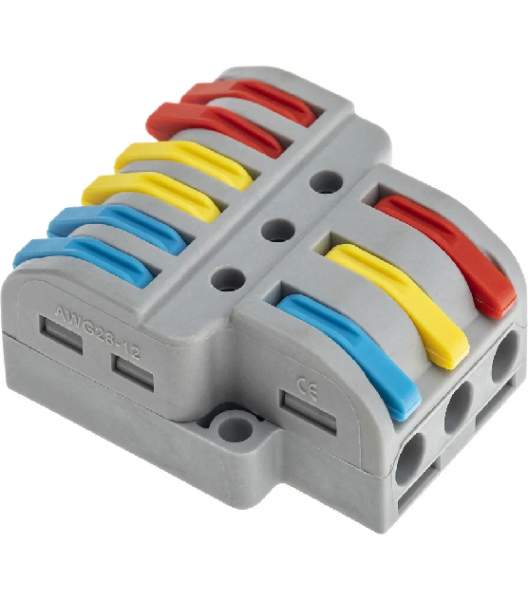 Клемма разветвительная рычажковая CMK-536 PRO 3х6 0,5-4мм² 4шт 26662 8 duwi