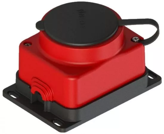 Розетка прямая ОУ 1гн. с загл. каучук 2Р+РЕ 1х16А 220-240V IP44 Красн. 4403  855035, NE-AD 