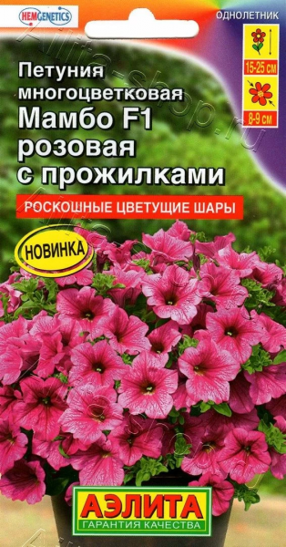 Петуния Мамбо F1 розовая многоцветковая с прожилками 