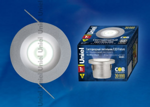 Светильник св-д ULM-R02-1W-NW IP20 Sand Silver  встраиваемый, 110-240В Алюминиевый корпус,белый свет