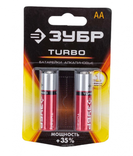 Батарейка щелочная ЗУБР TURBO , тип АА  (2шт) 59213-2C