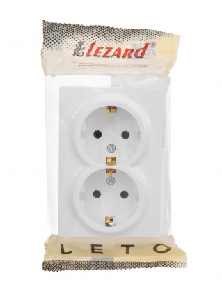 Розетка ОУ Lezard LETO 2мест.земля 16А (ПБТ) белый. (корп. ABS) 752-0200-127B