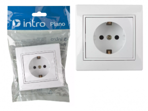 Розетка "Intro Schuko Plano" 2Р+Е 1-202-01 16А 250В  белый ЭРА 814769