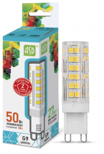 Лампа св/д G9 5W 4000К ASD 40x15 силикон standard