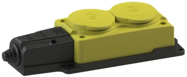 Колодка ОУ двойная 2гн. с загл. каучук 2P+PE 1x16A 220-240V  IP54 желтый 4152 851471, NE-AD 