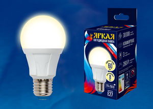 Лампа светодиодная LED-A60 8W/WW/E27/FR PLP01WH Форма «А», матовая Теплый белый свет Яркая