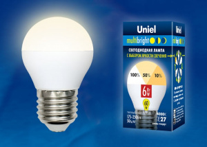 Лампа светодиодная LED-G45-6W/WW/E27/FR/MB PLM11WH Шар, матовая Теплый белый свет 3000К Multibright