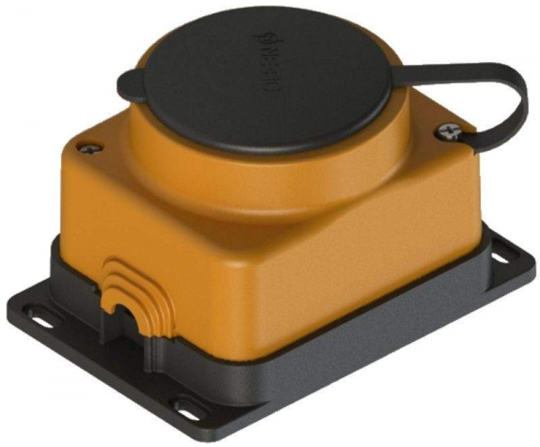 Розетка прямая ОУ 1гн. с загл. каучук 2Р+РЕ 1х16А 220-240V IP44 Желтый 4703 855038, NE-AD  
