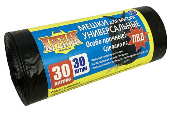 Мешок д/мусора Крепак 30л - 30 шт рулон П7215