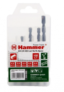 Набор сверел HAMMER 202-916 DR set No16 HEX (5pcs) 4-8mm камень, 5шт.