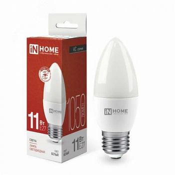 Лампа светодиодная LED-СВЕЧА-VC 11Вт 230В Е27 4000К 1050Лм IN HOME 4690612020495 IN-HOME