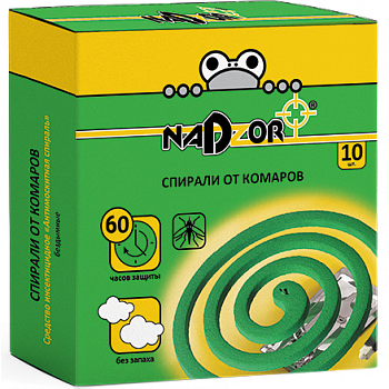 Спирали От комаров (зеленые) б/запаха 10шт/уп, Nadzor  (Китай) 15629