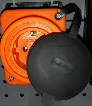 Розетка прямая ОУ 1гн. с загл. каучук 2Р+РЕ 1х16А 220-240V IP44 Оранж. 4303 855034, NE-AD  
