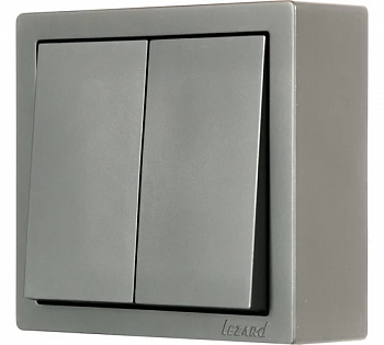 Выключатель ОУ Lezard LETO  2кл. 10А платина (корп. ABS) 752-3500-101