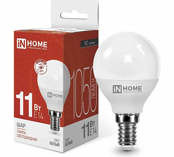 Лампа светодиодная ШАР 11 Вт E27 4000К 990Лм 230В    LED-VC IN HOME