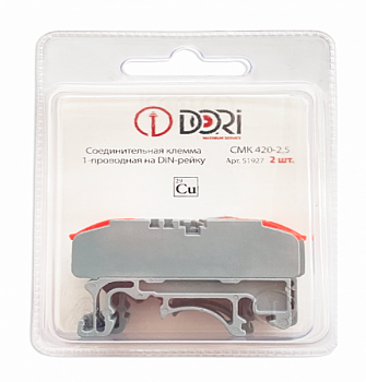 Соединительная клемма Dori на дин рейку (CMK 420-4) проходная (0,2-4mm2),32А оранжевый 2 шт 52177