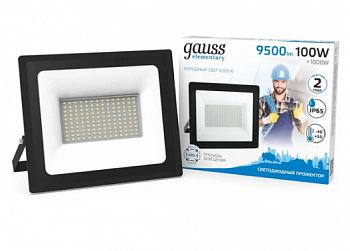 Прожектор св/д 100W Gauss  Elementary (9500lm) IP65 6500K 6K черный 613100100 №91