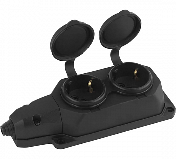 Колодка каучуковая с/з 2 гнезда 16A IP44 черная K-2e-B-IP44