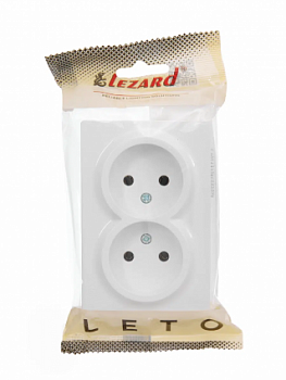 Розетка ОУ Lezard LETO 2мест. 16А (ПБТ) бел. (корп. ABS) 752-0200-128B