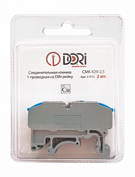Соединительная клемма Dori на дин рейку (CMK 420-4) проходная (0,2-4mm2), 32А голубой, 2 шт.52160 