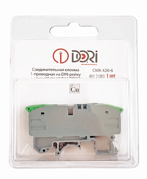 Соединительная клемма Dori на дин рейку (CMK 420-4) проходная (0,2-4mm2), 32А зеленый, 2 шт.52184