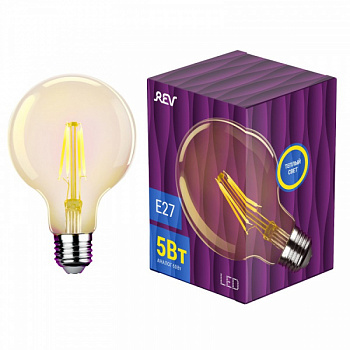 Лампа filament шар G95 5Вт Е27 2700К 515Лм 230В 32433 1 REV