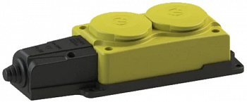 Колодка ОУ двойная 2гн. с загл. каучук 2P+PE 1x16A 220-240V  IP54 желтый 4152 851471, NE-AD 